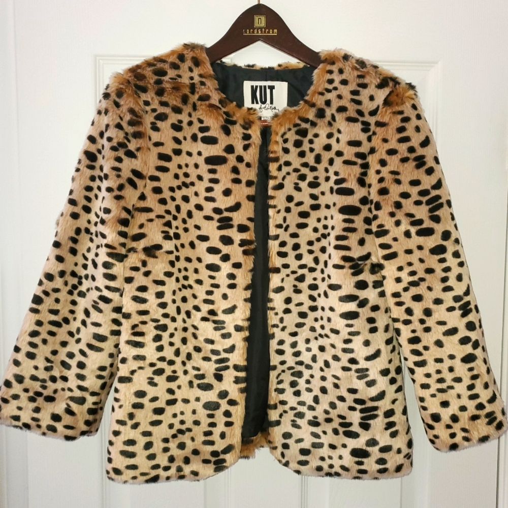 Jaguar print faux furr jacket